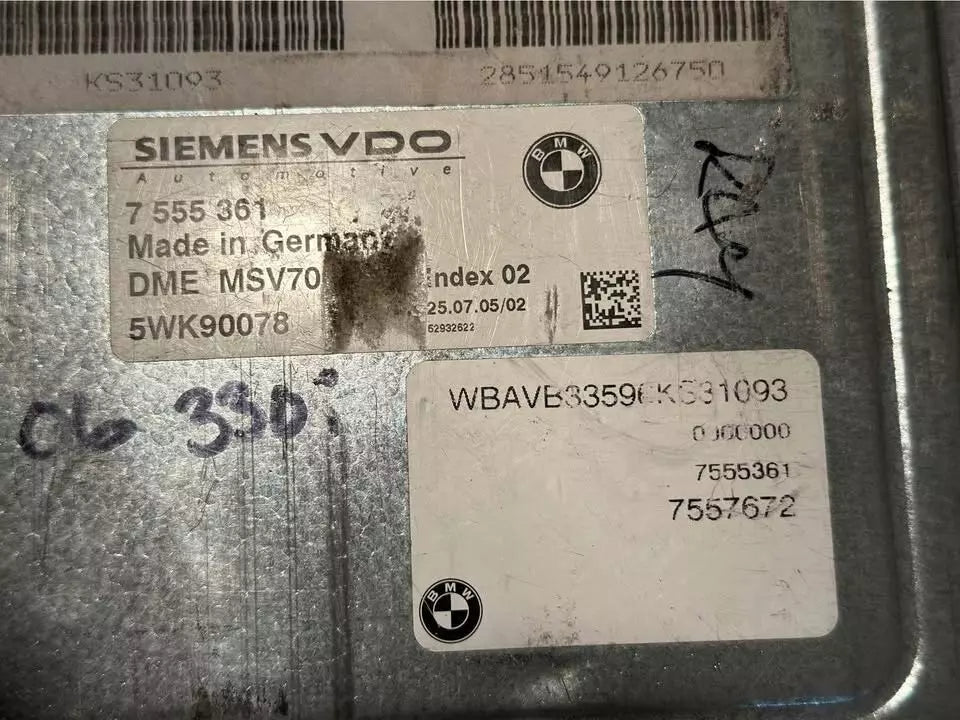 2006 BMW 330i E90 Sedan N52 Auto MSV70 Ignition Security Set OEM - ECU CAS2 Key