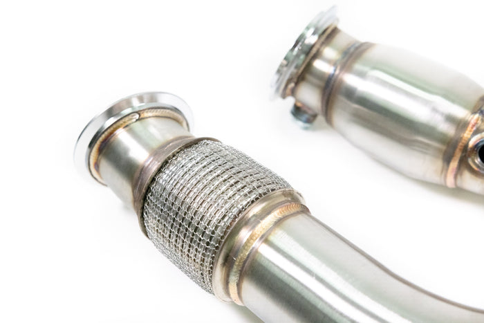 F8X S55 Catted Downpipes – alternate view